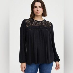 Vintage Slub Long Sleeve Lace Yoke Top size 3 NWT